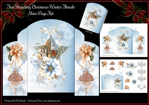 Winter Florals Free Standing Christmas Mini Page Kit
