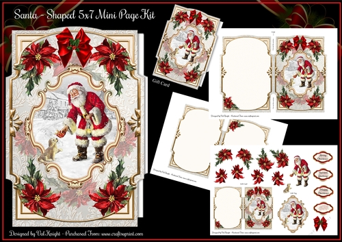 Santa With Dog - Shaped 5x7 Mini Page Kit