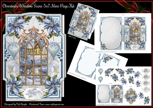 Christmas Window Scene - Shaped 5x7 Mini Page Kit