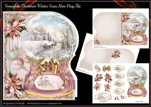 Christmas Scene Snowglobe Shaped Mini Page Kit
