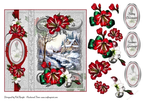 Winter Scene Christmas Card Front With Decoupage