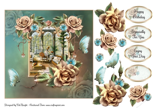 The Garden Room Card Front With Decoupage