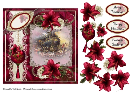 Santa Express Card Front With Decoupage