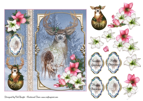Christmas Stag Card Front With Decoupage