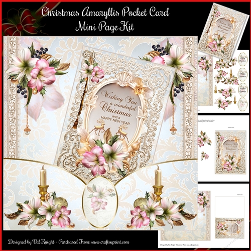 Amaryllis Christmas Pocket Card Mini Page Kit