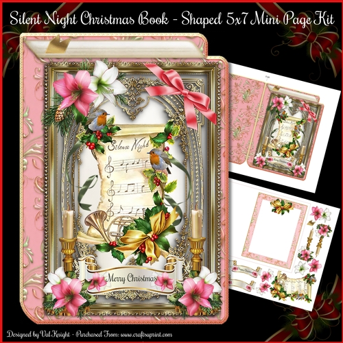 Silent Night Christmas Book 5x7 Shaped Mini Page Kit