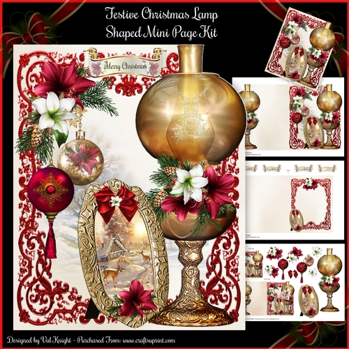 Festive Christmas Lamp - Shaped Mini Page Kit