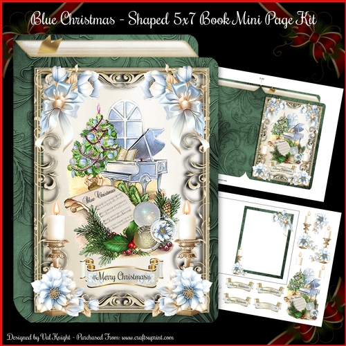 A Blue Christmas 5x7 Shaped Book Mini Page Kit