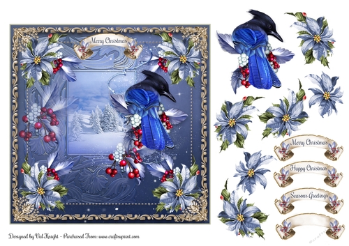 Winter Jay Card Front With Decoupage