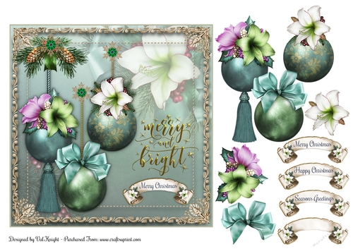 Merry & Bright Card Front With Decoupage