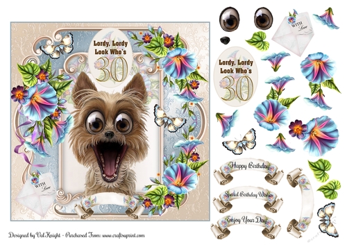 Lordy Lordy Look Whos 30 Card Front With Decoupage