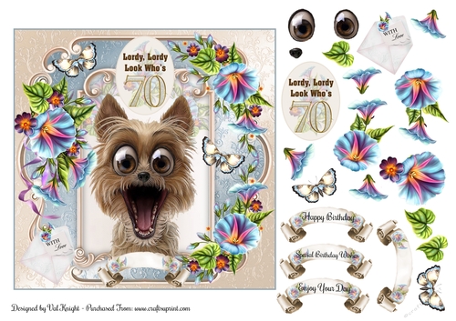 Lordy Lordy Look Whos 70 Card Front With Decoupage