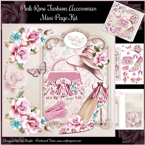 Pink Rose Fashion Accessories Mini Page Kit