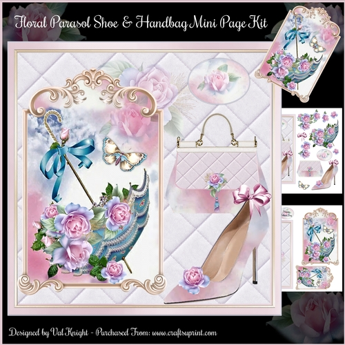Floral Parasol Handbag & Shoe Mini Page Kit