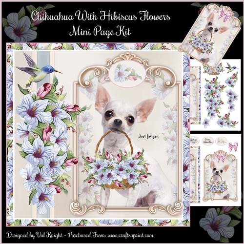 Chihuahua with Hibiscus Flowers Mini Page Kit