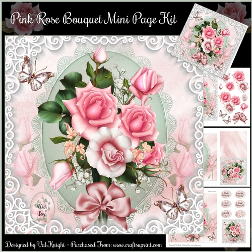 Pink Rose Bouquet Mini Page Kit