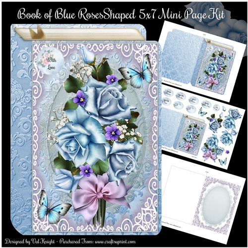 Book of Blue Roses 5x7 Shaped Mini Page Kit