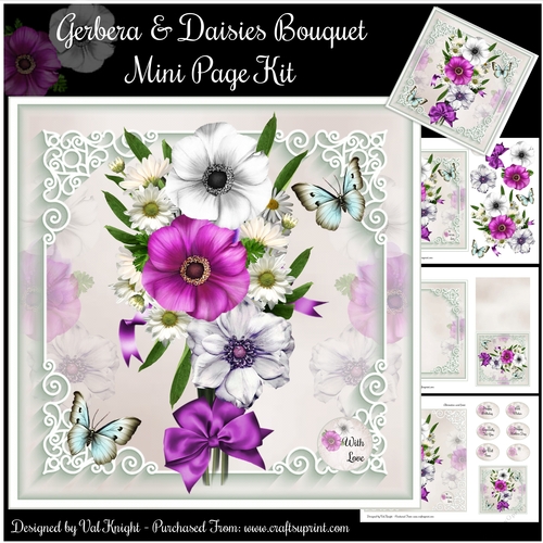 Anemones and Daisies Bouquet Mini Page Kit