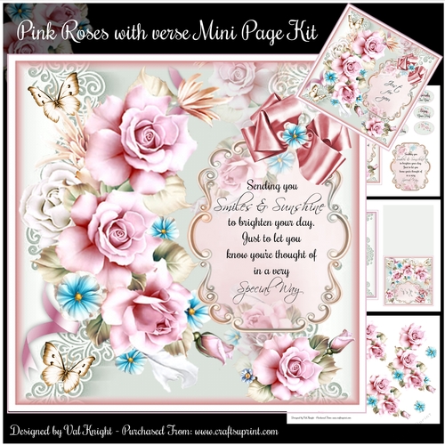 Pink Roses with verse Mini Page Kit