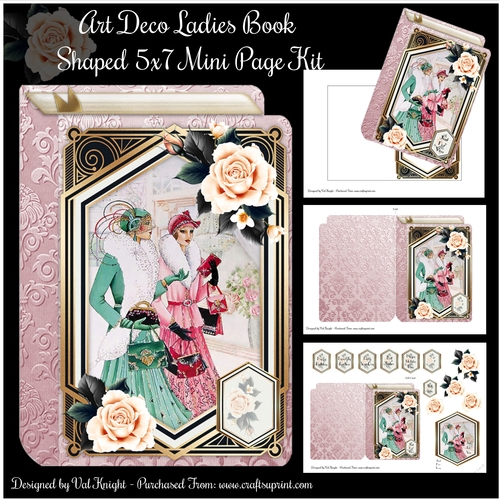 Art Deco Ladies 5x7 Book Shaped Mini Page Kit 
