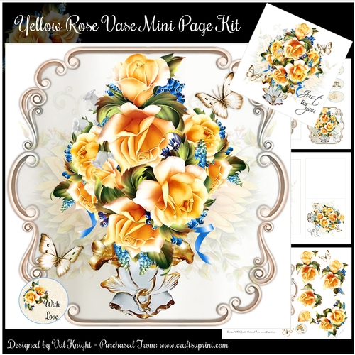 Yellow Roses Vase Mini Page Kit 