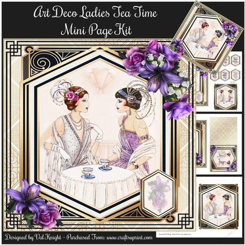 Art Deco Ladies Tea Time Mini Page Kit
