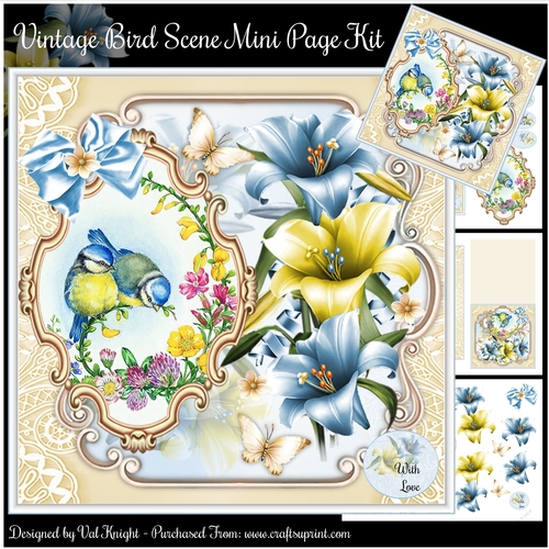 Vintage Bird Scene Mini Page Kit 