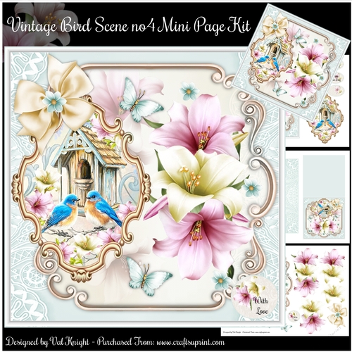 Vintage Bird Scene no4 Mini Page Kit
