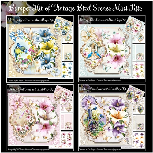 Bumper Kit of Vintage Bird Scenes Mini Kits