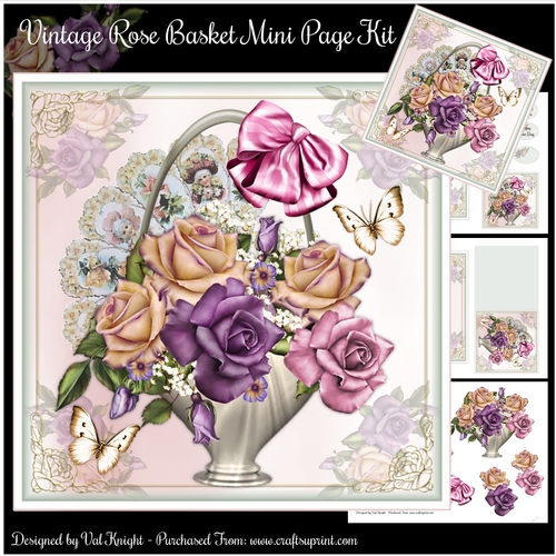 Vintage Rose Basket Mini Page Kit