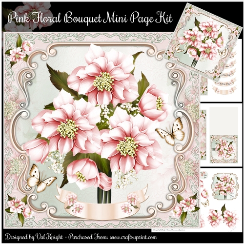 Pink Floral Bouquet Mini Page Kit