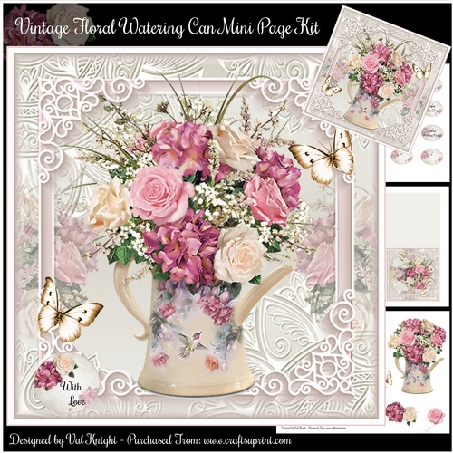 Vintage Floral Watering Can Mini Page Kit