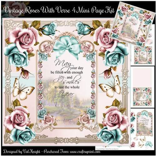 Vintage Roses With Verse no4 Mini Page Kit