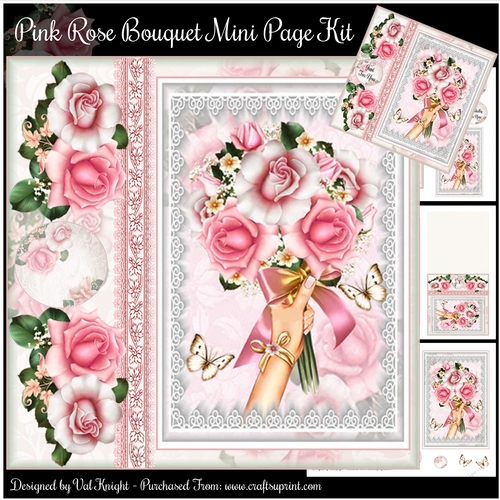 Pink Rose Bouquet Mini Page Kit