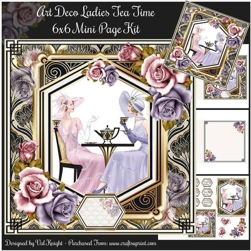 Art Deco Ladies Tea Time 6x6 Mini Page Kit
