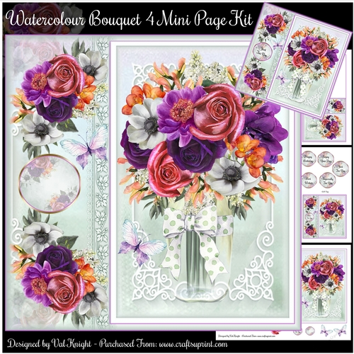 Watercolour Bouquet 4 Mini Page Kit