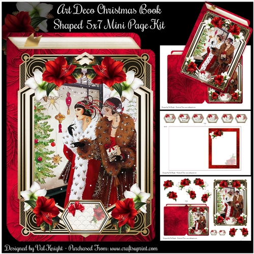 Art Deco Christmas Book 5x7 Shaped Mini Page Kit