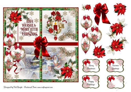 A Merry Little Christmas Card Front With Decoupage