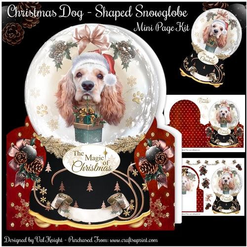 Christmas Dog Snowglobe - Shaped Mini Page Kit   