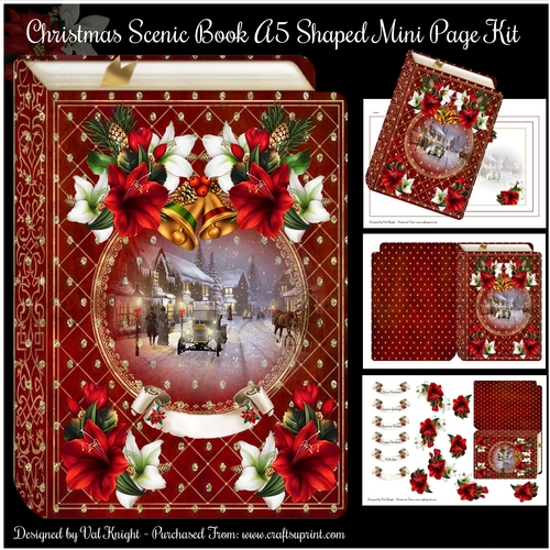 Christmas Scenic Book A5 Shaped Mini Page Kit   
