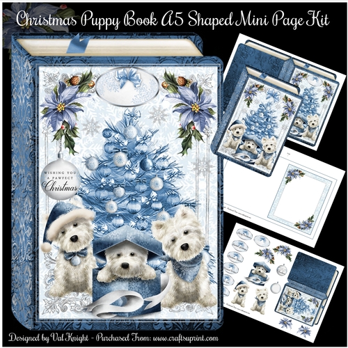 Christmas Puppy Book A5 Shaped Mini Page Kit 