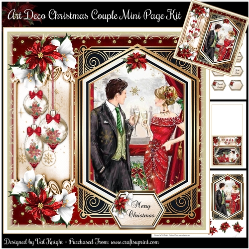 Art Deco Christmas Couple Mini Page Kit   