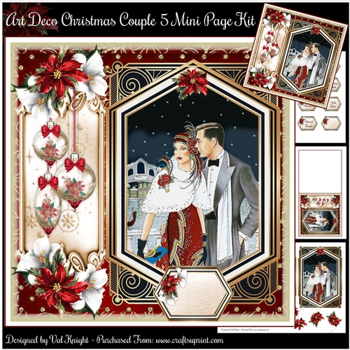 Art Deco Christmas Couple 5 Mini Page Kit 