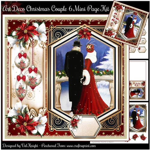 Art Deco Christmas Couple 6 Mini Page Kit 