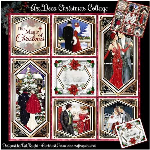 Art Deco Christmas Collage Mini Page Kit   