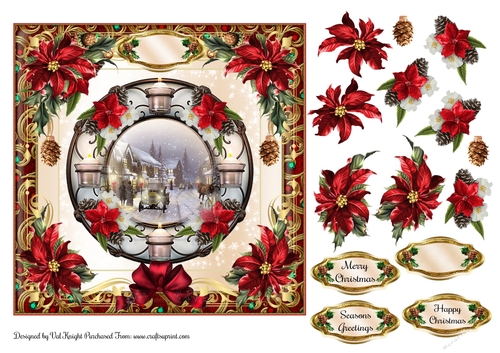 Christmas Card Topper With Decoupage