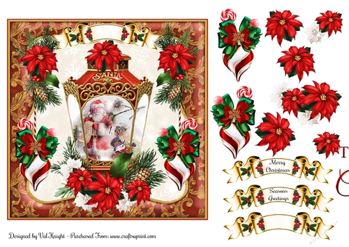 Santa Lantern Card Topper With Decoupage