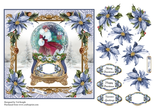 Art Deco Snowglobe Card Topper With Decoupage