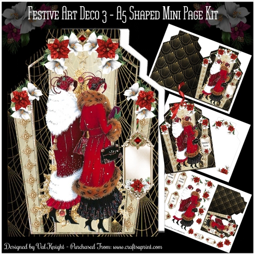 Festive Art Deco 3 - A5 Shaped Mini Page Kit   