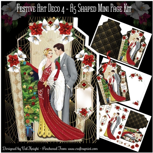 Festive Art Deco 4 - A5 Shaped Mini Page Kit   